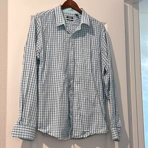 📦 Izod Mens Blue & Aqua/ Teal Button Down Slim Fit